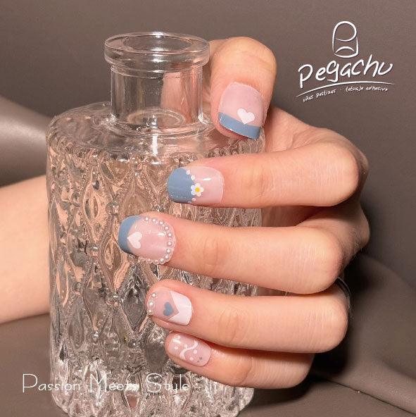 Pegachu uñas postizas 2024 verano modernas colores  cuadradas transparentes amarillas verdes con lima, diamante