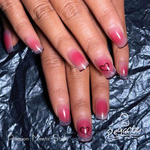 Pegachu uñas postizas 2024 verano modernas colores uñas postizas cuadradas francesas rosas con corazón, perlas