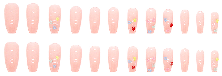 Pegachu uñas postizas 2024 verano modernas colores largas rosas nudes transparentea con flores de colores